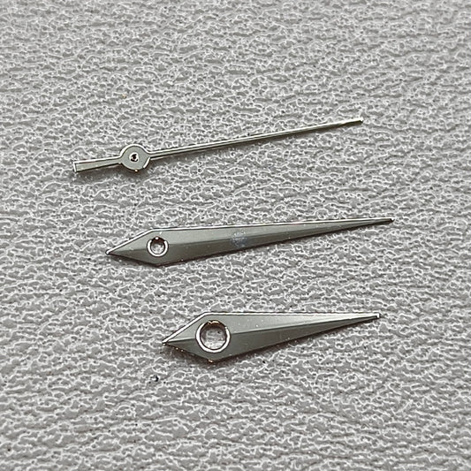 2 Sets Silver Polished Arrow Shape NO Lume Watch Hands for Miyota 1M12 Movement
