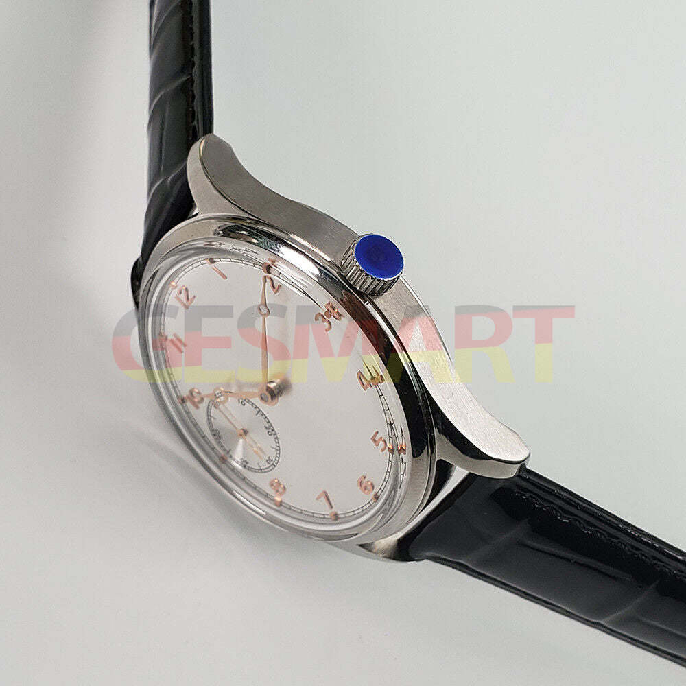 Seagull 42mm men's watch with manual ST3600 movement and white dial, featuring a chain-up design for classic style.