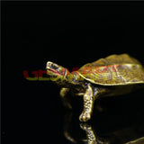 Solid Copper Little Turtle Trinket Vintage Hand Carved Bronze Model Figurines