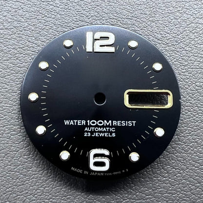 Black green luminous diving dial for NH36 watch movement, 28.5mm, enhanced visibility.