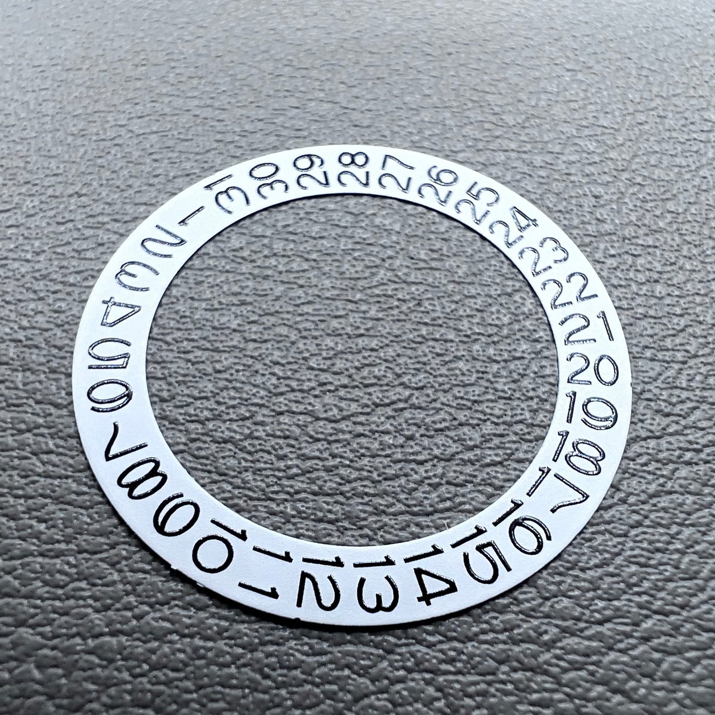 Date disk wheel for NH35 NH36 watch movement with date at 3 o'clock, white background, precision fit.