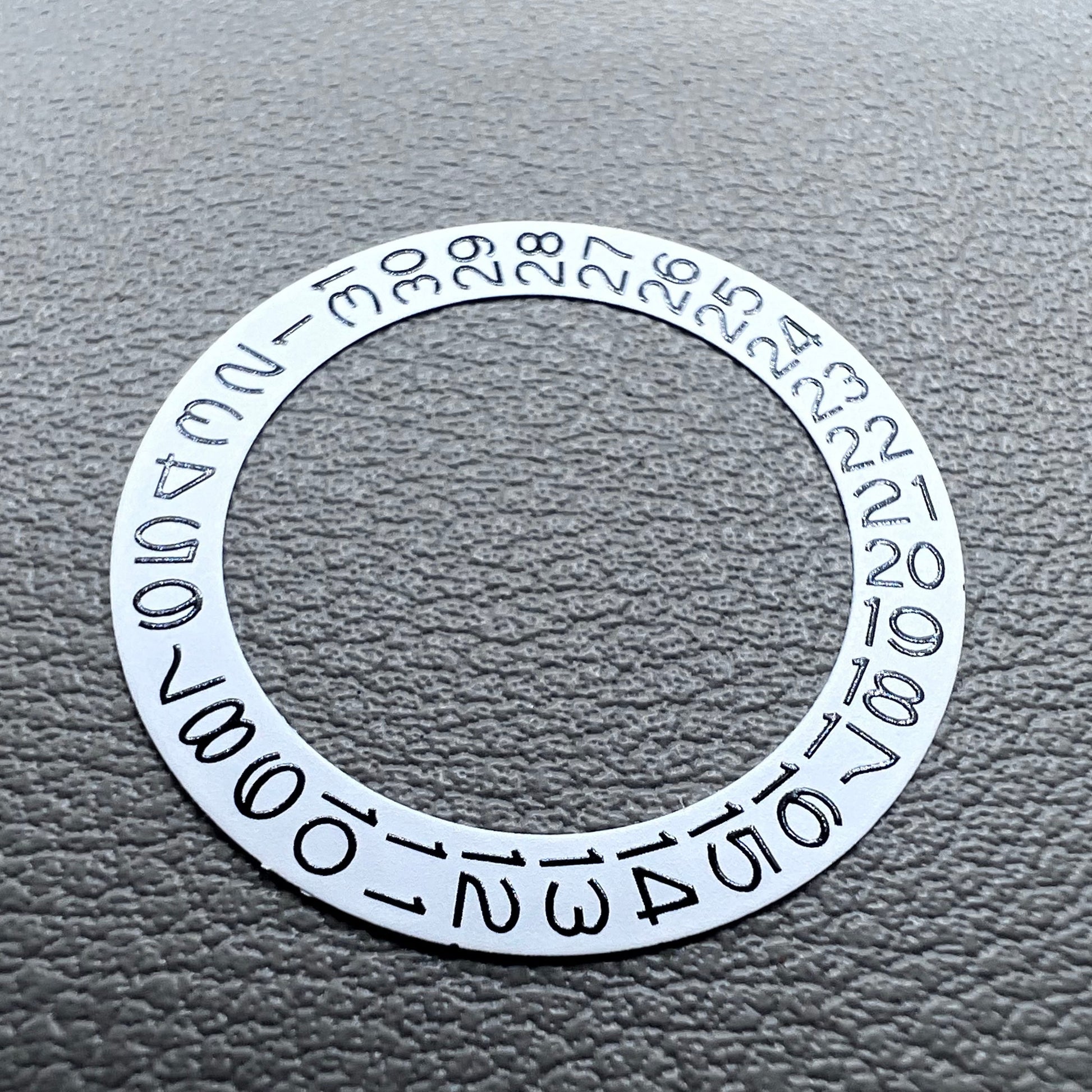 Date disk wheel for NH35 NH36 watch movement with date at 3 o'clock, white background, precision fit.