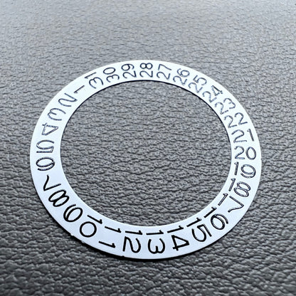 Date disk wheel for NH35 NH36 watch movement with date at 3 o'clock, white background, precision fit.