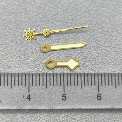 Green Luminous Golden Trim 3 Pins Watch Hands for NH36 NH35 7S26 Movement