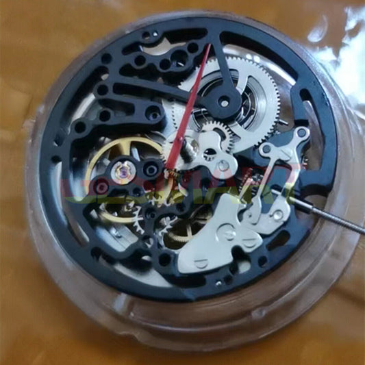 Montre squelette mécanique automatique Seagull TY2809 noire fabriquée en Chine