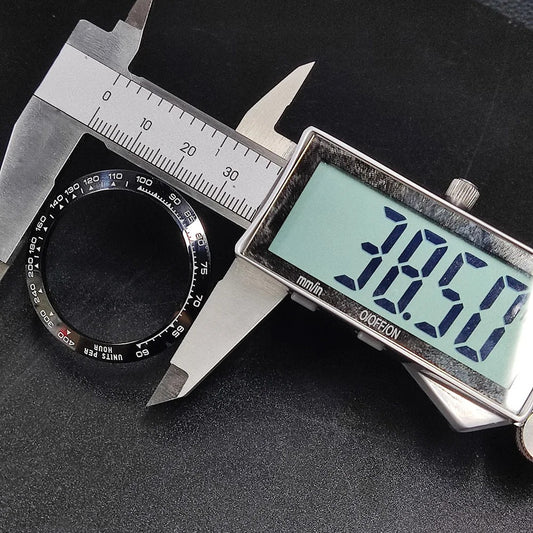 Ceramic bezel insert 38.5mm with 30.5mm inner diameter for watch upgrade, high-quality accessory.