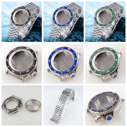42mm Sapphire Glass Watch Case Fit SKX 007 NH35 NH36 2824 White Chapter ring