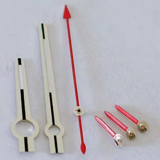 Silver and red lume watch hands for 116500 series, compatible with ETA/Dandong 7750 movement, enhancing visibility.