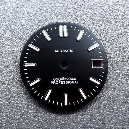 28.5mm Black Watch Dial Green Luminous Suitable for NH35 Movement #AE46