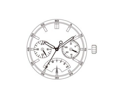 Miyota JR20 quartz watch movement for accurate timekeeping and durable watch repairs.