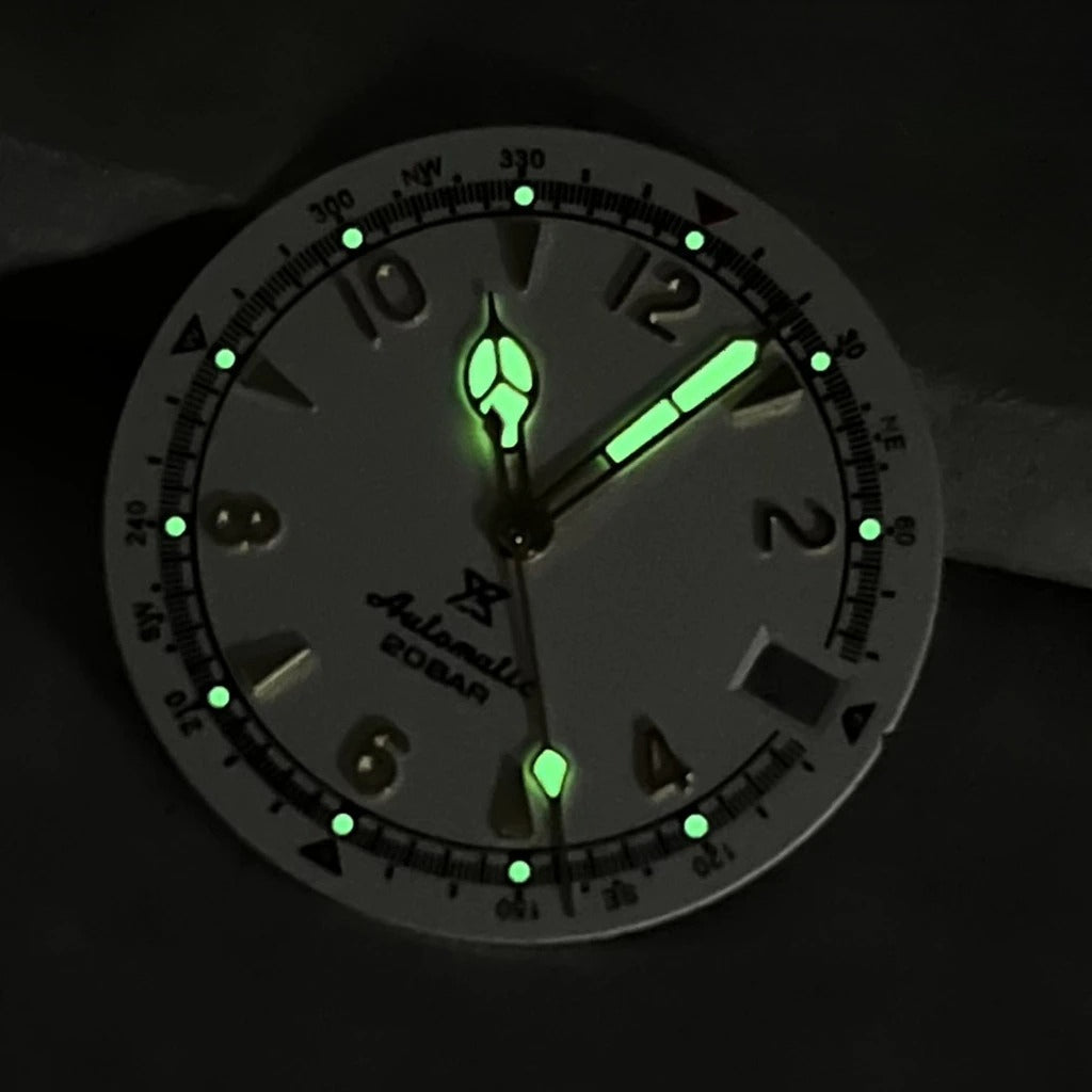 28.5mm Vintage Watch Dial Hands Green Luminous For SKX Mod Fit NH35/36 Movement