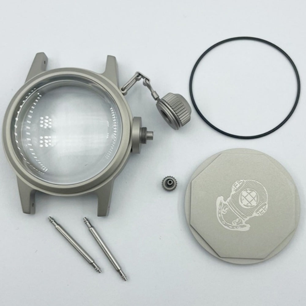 Matted silver 28.5mm kettle watch crown, vintage style case for NH35 NH36 movements.