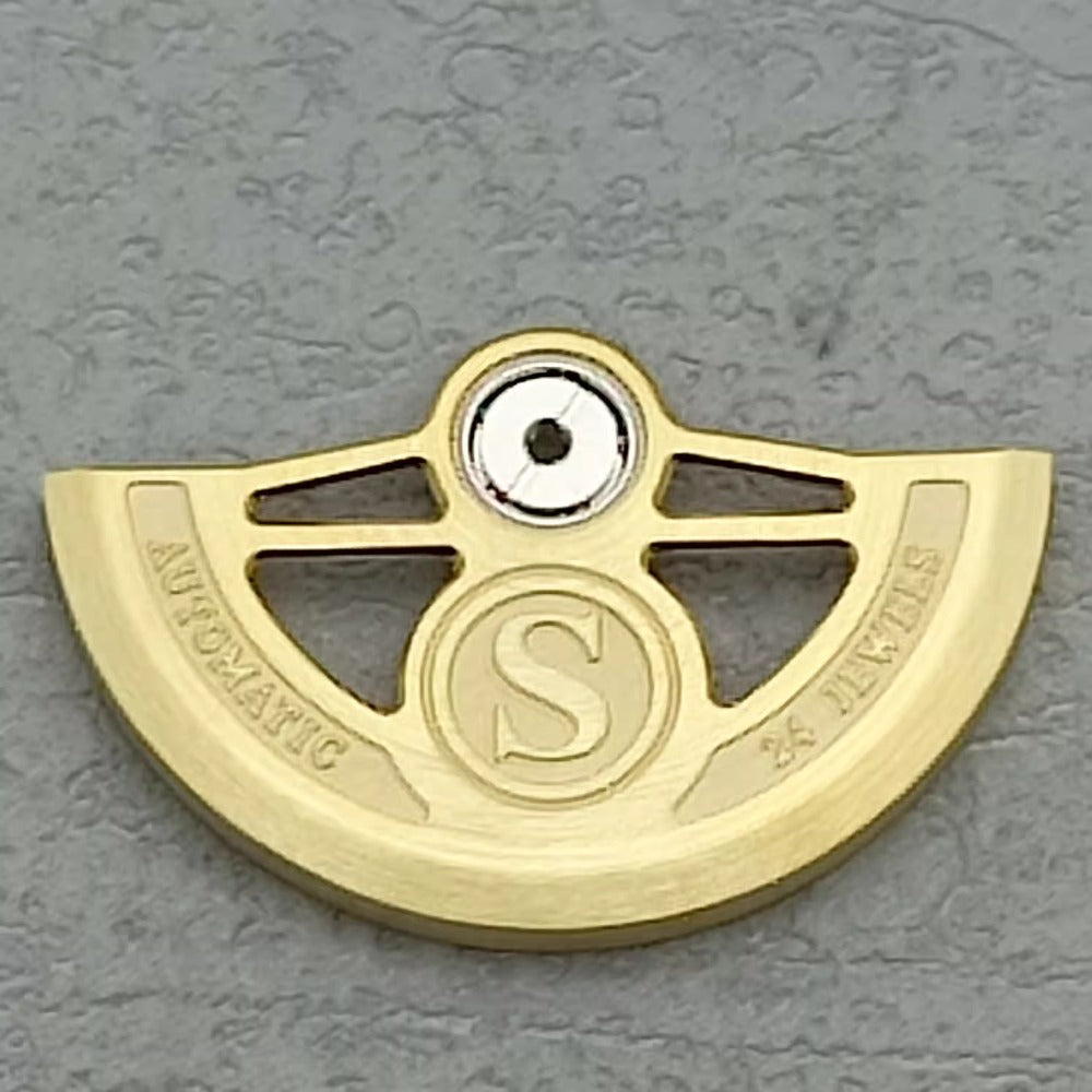 Golden 24-jewel carved hollow rotor oscillating weight for NH34 NH35 NH36 NH38 movements.