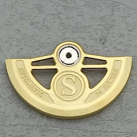 Golden 24-jewel carved hollow rotor oscillating weight for NH34 NH35 NH36 NH38 movements.