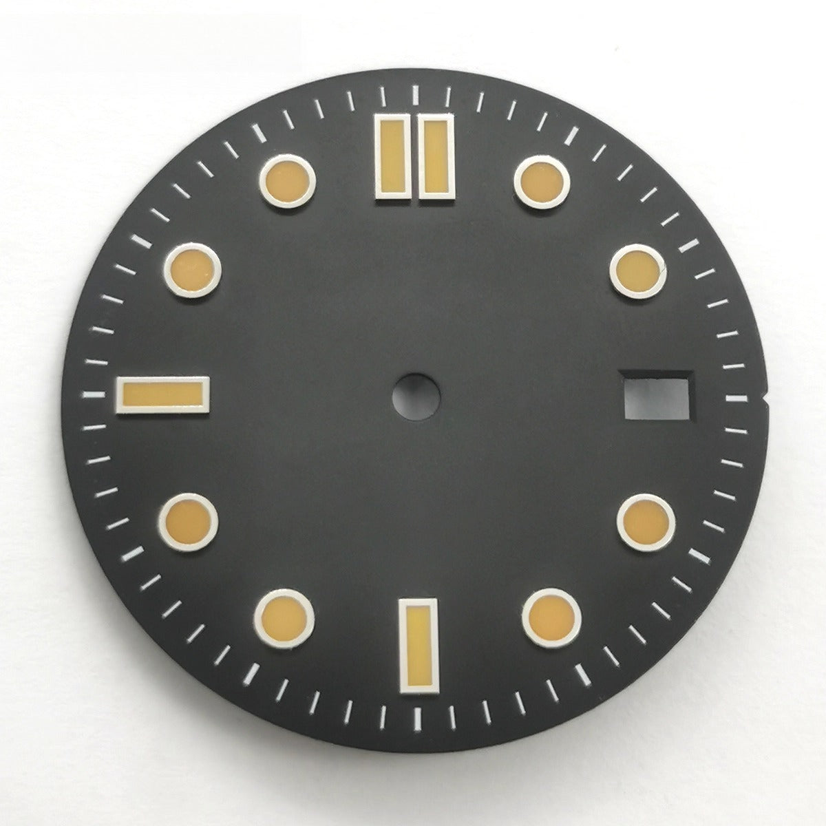 No Lume 31mm Orange Nail Black Watch Dial Fit For NH35 Movement