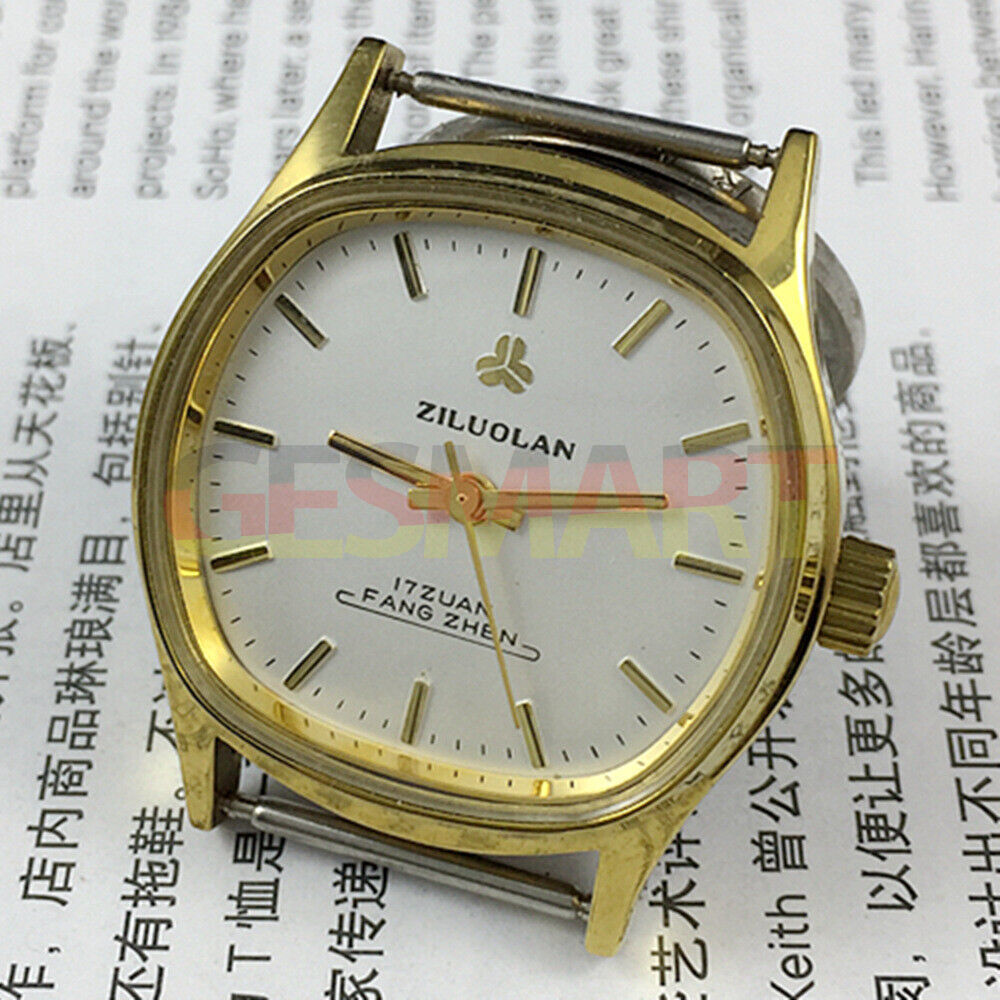 17 Jewels Chinese manual mechanical watch with silver dial and golden nails, shock-resistant for lasting durability.