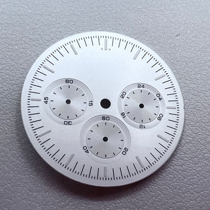 White No Logo 33.5mm Green Lume Watch Dial For VK63 Quartz Movement