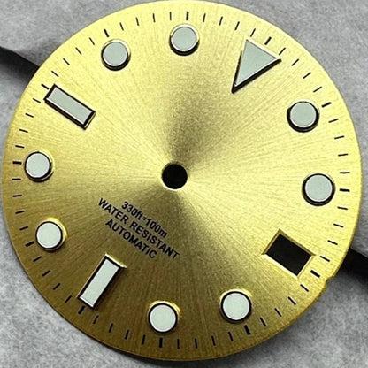 28.5Mm Golden Watch Dial For NH35 NH36 4R35 4R36 Movement Green Lume