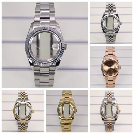 Fluted 36/39mm Watch Case Sapphire Crystal For NH35 NH36 NH38 Miyota 8215