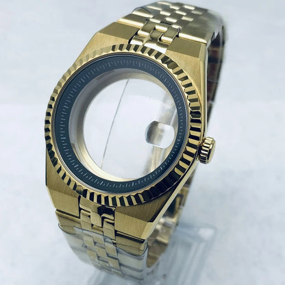 904L Black 40mm Land-Dwellwe Watch Case+Strap Sapphire Glass For NH34 NH35 NH36