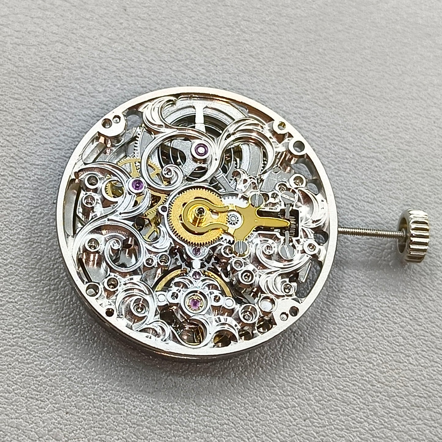Silver Hollow Carved Automatic Mechanical Movement 7750 Movement