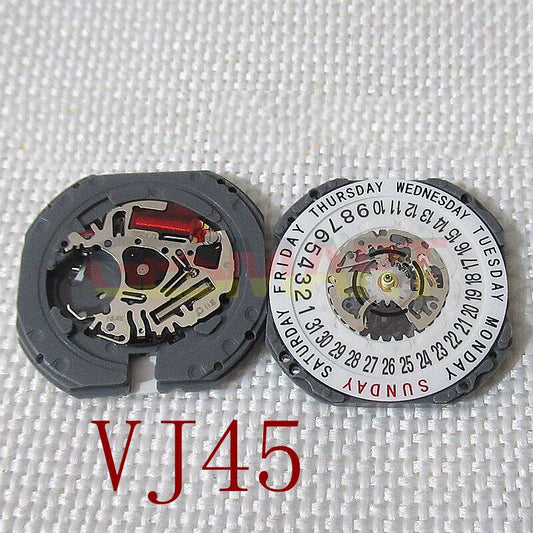 Hattori Epson TMI VJ45 quartz watch movement, precision Japan-made mechanism for accurate timekeeping.