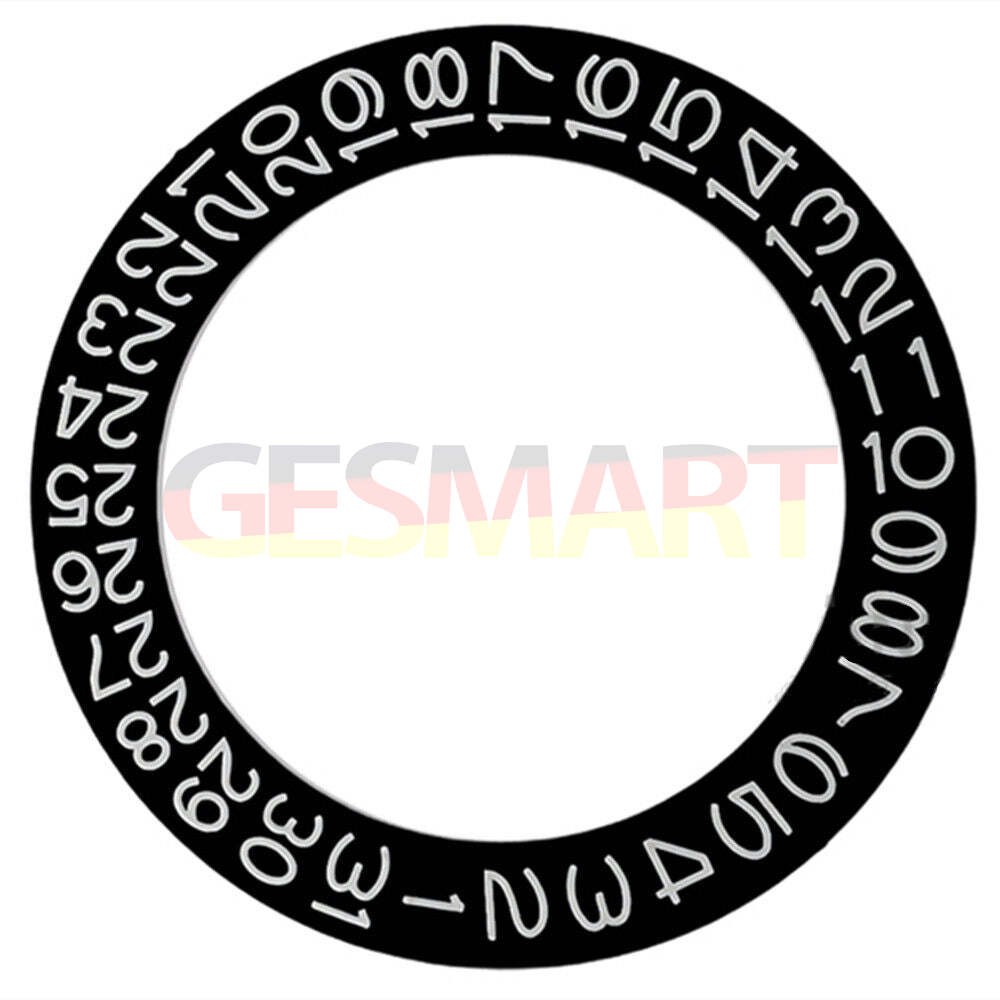 Black background date disk wheel for NH35 NH36 movement with date display at 3 o'clock.