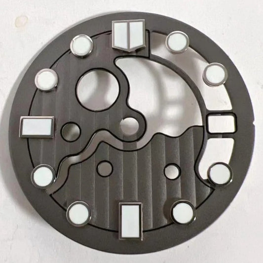 28.5mm Dark Grey Vertical Texture Hollow Lume Watch Dial for NH35/NH36 Movement