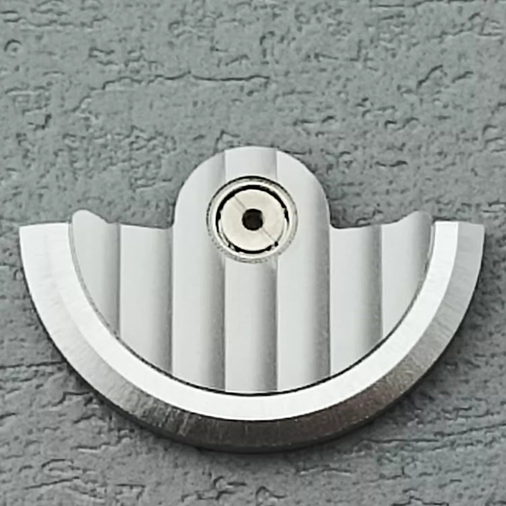 Silver vertical stripe rotor oscillating weight for NH34 NH35 NH36 NH38 watch movements enhancing precision.