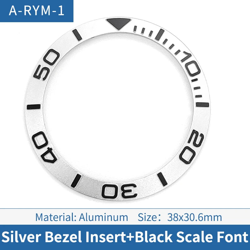 38mm Black Font Silver Sloped Aluminum Watch Bezel For Skx007 Srpd Diving Watch