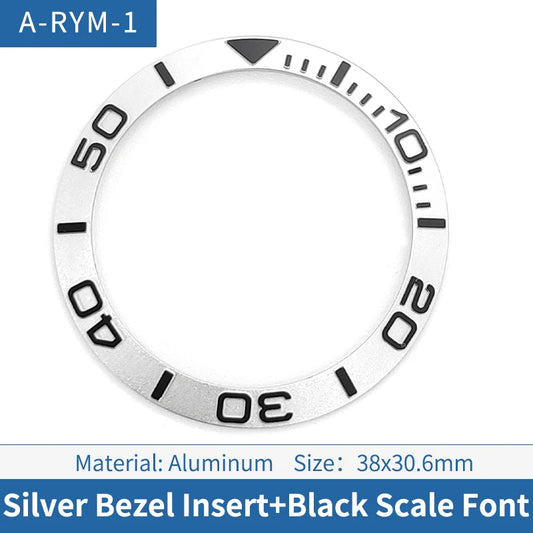 38mm Black Font Silver Sloped Aluminum Watch Bezel For Skx007 Srpd Diving Watch