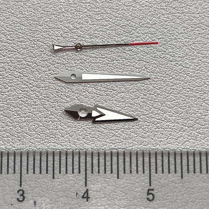 Silver Trim C3 Luminous Red Pointed Second Hand Watch Hands for NH36/35 Movement