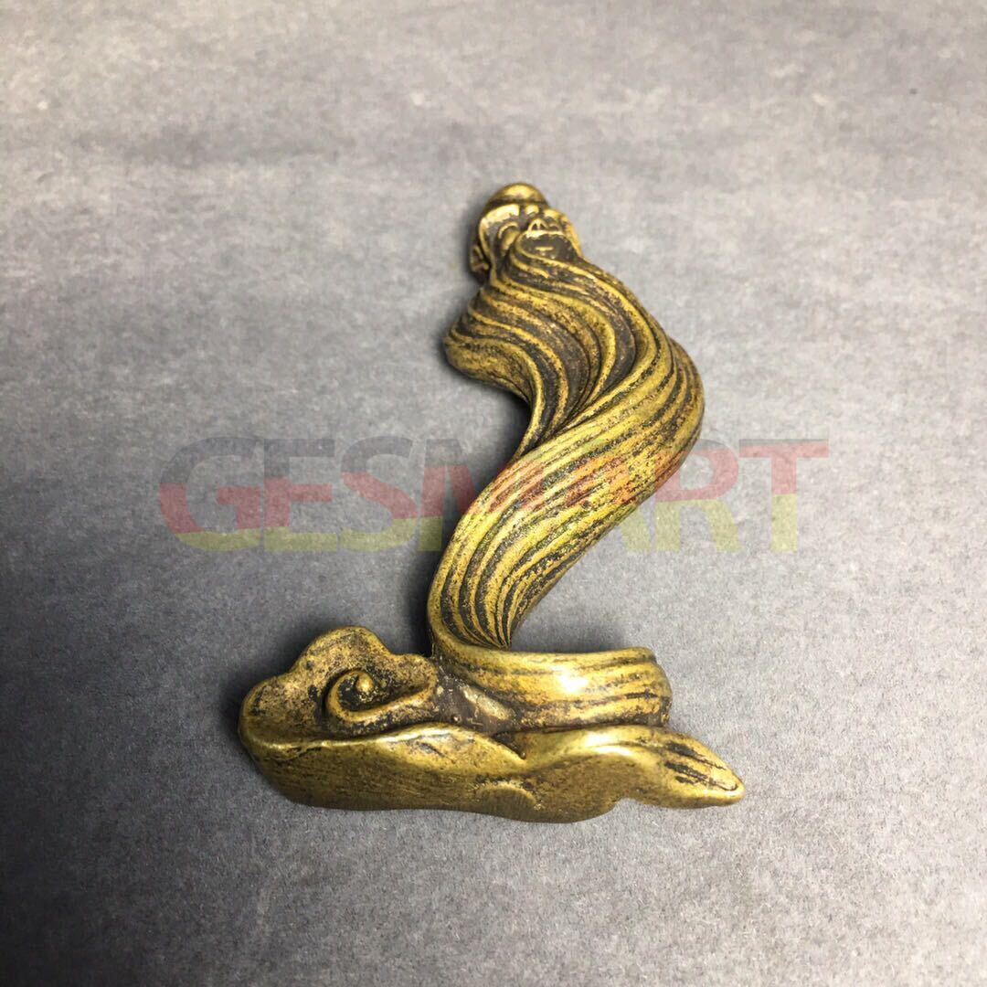 Hand-carved solid copper God of Longevity figurine, detailed bronze finish for elegant home d�cor.