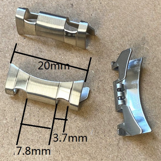 20x3.7x7.8mm Silver Polished Curved End Links Spring Bars Bracelet Watch Band Strap#1022