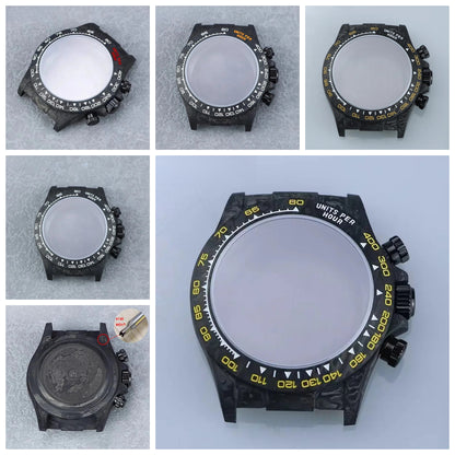 4130 Carbon Fiber Watch Case 38mm Carbon Fiber Colorful Bezel Sapphire Glass