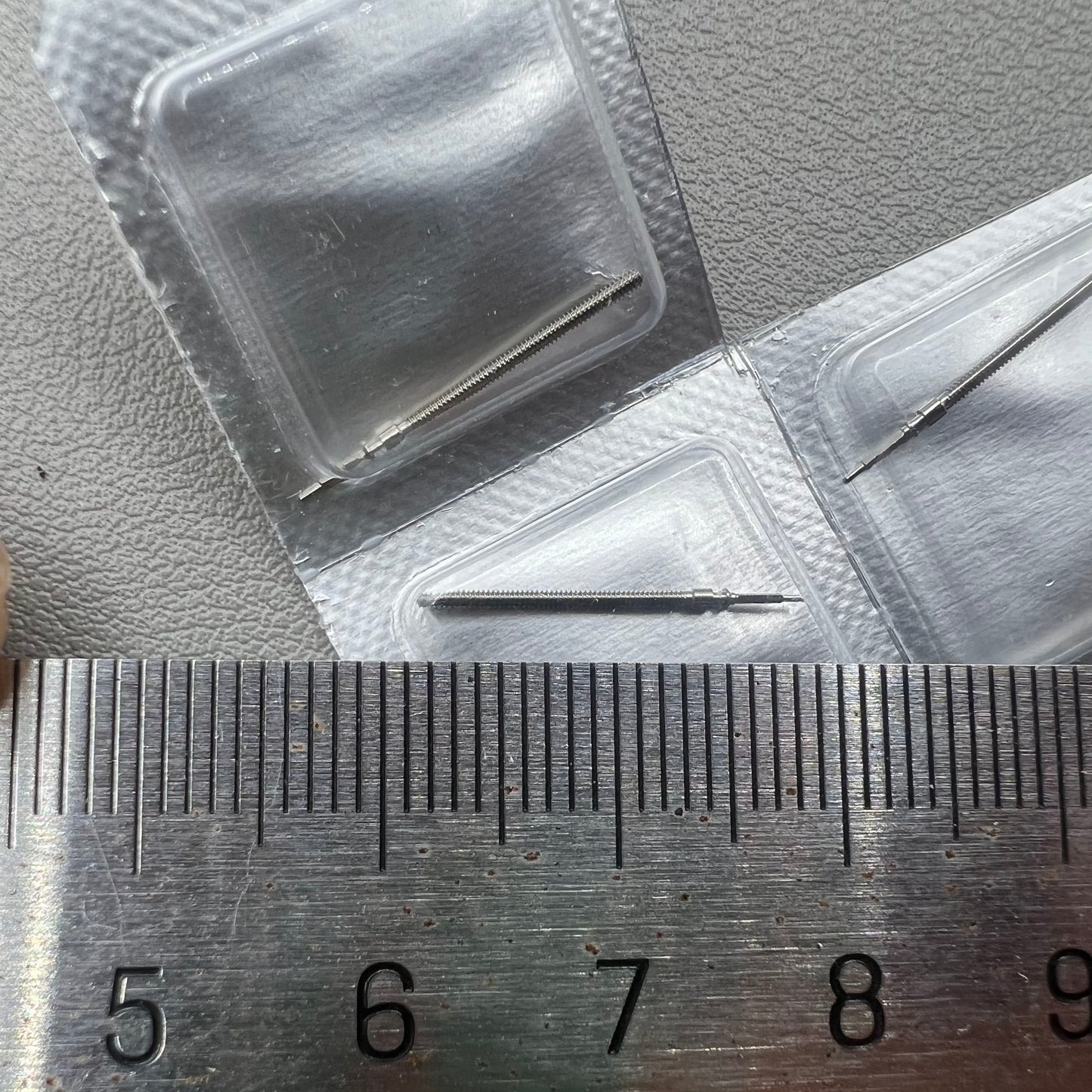 Set of 3 generic watch winding stems for ETA 956.114 and 955.114 movements, compatible accessory.