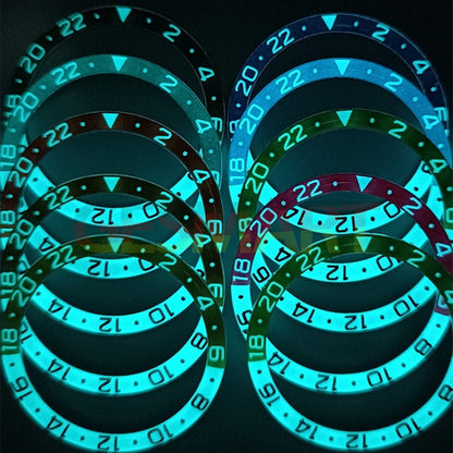 Blue luminous 38mm resin and aluminum alloy watch bezel for SKX007 SKX011 series, durable and stylish.