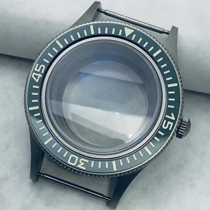 40mm Titanium Watch Case Lume Bezel Double Domed Coated AR Fit NH34/35/36 4R35