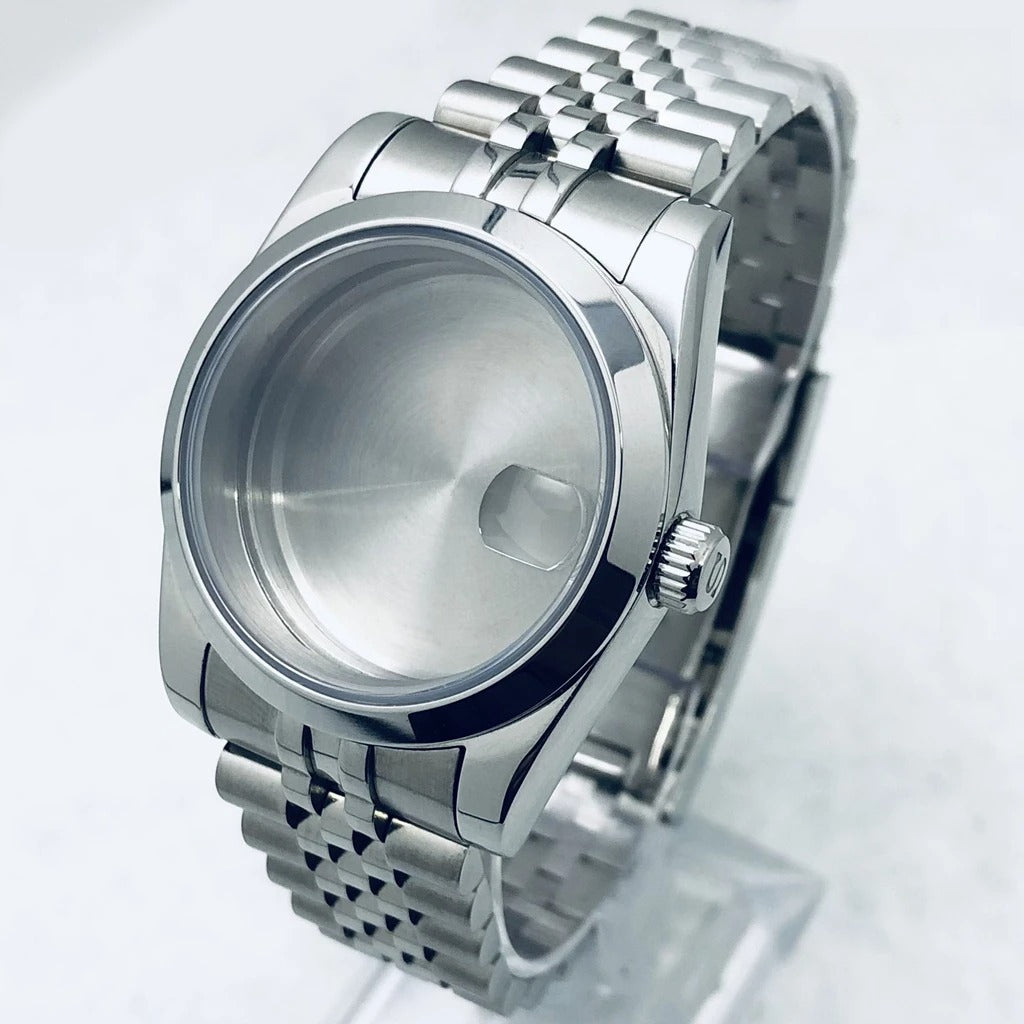 36/40mm Watch Case with Stainless Steel Sapphire Crystal for NH34 NH36 S Crown