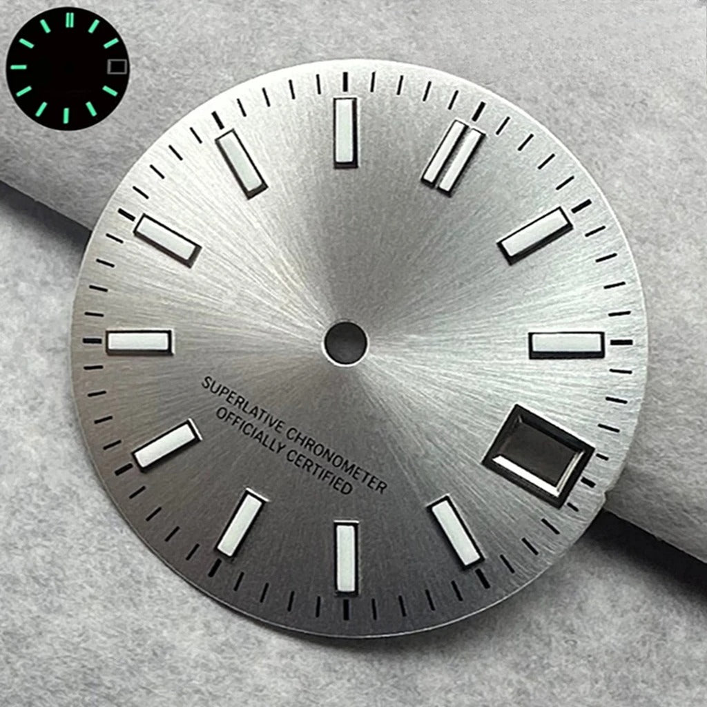 28.5mm Multicolor Date Window Green Luminous Dial For NH35  NH36/4R/7S Movement