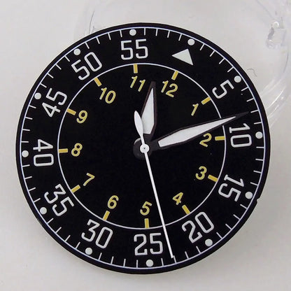 Sterile 33.6mm sunburst silver watch dial for 39mm pilot wristwatch with NH35A/NH36A movement.