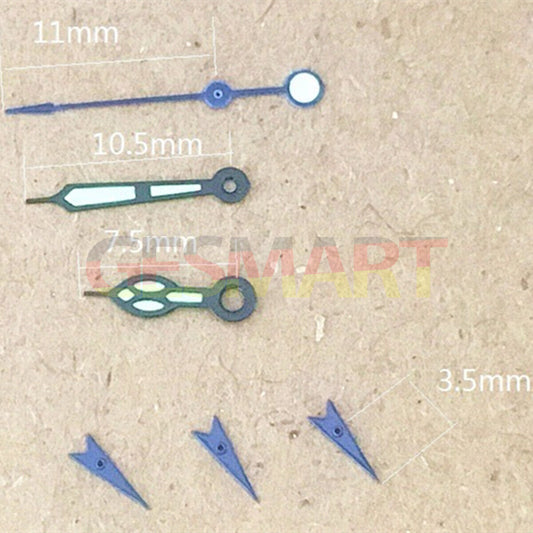 Aiguilles de montre lumineuses vertes et violettes de 11 mm pour Miyota OS10, OS20, OS60, OS80