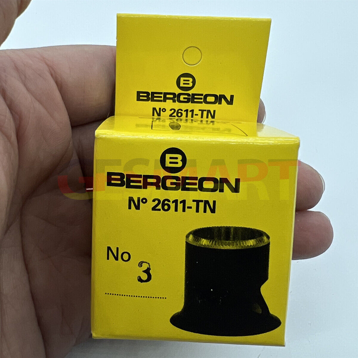 Bergeon 2611-TN-3 watchmaker loupe with 3.3x magnification and lens opening, ideal for detailed watch accessory inspection