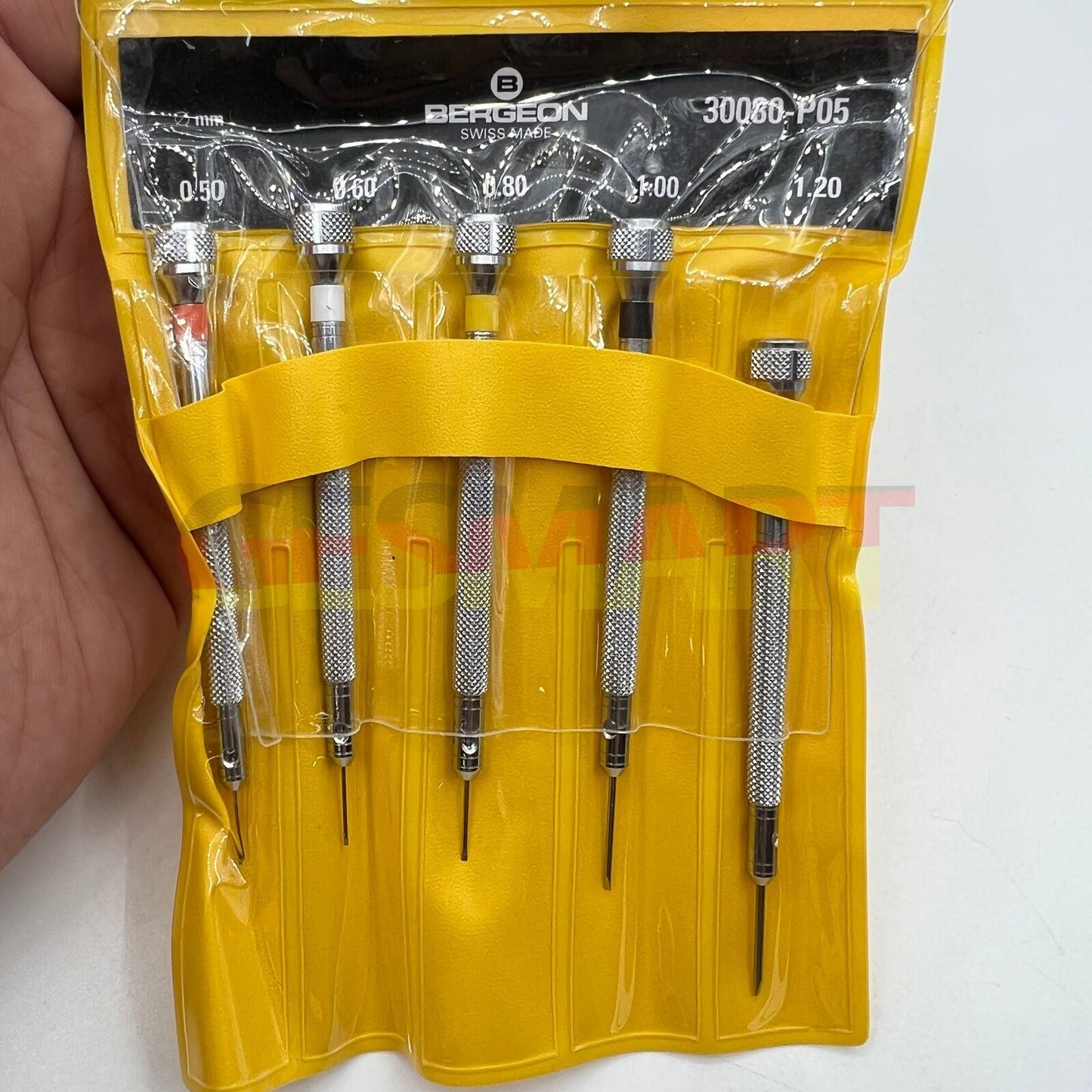 Bergeon 30080-P05 set of 5 precision screwdrivers in pouch for delicate watch repairs and adjustments