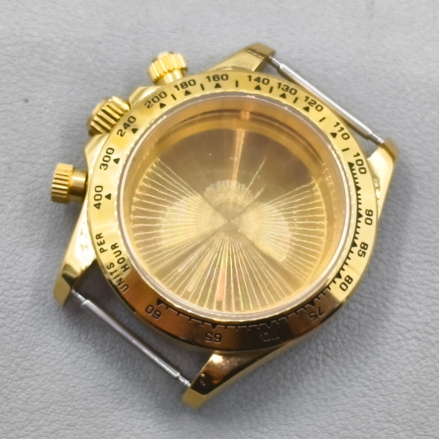 Gold Bezel 40mm Silver Watch Steel Case for Daytona VK63 VK64 Fits 20mm Strap
