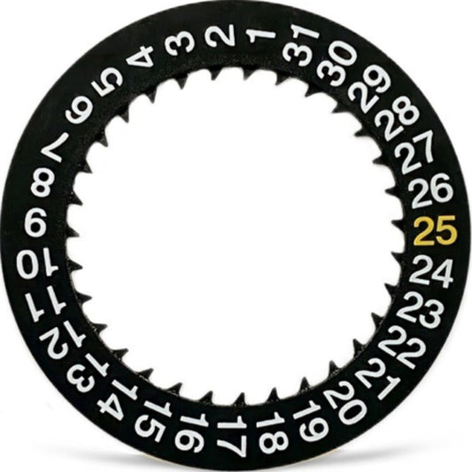 White+Yellow 25 Font Black Date Disk Wheel Date Wheel for NH35 NH36 Movement