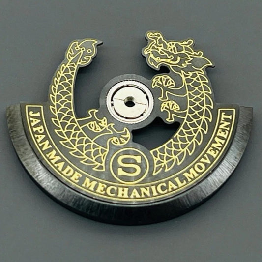 Dark brown dragon-shaped rotor weight for NH35 NH36 watch movements, enhancing performance and style.