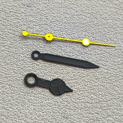 2 Sets Matted Black Painted Lume Yellow Second Hand Watch Hands for NH35 NH36