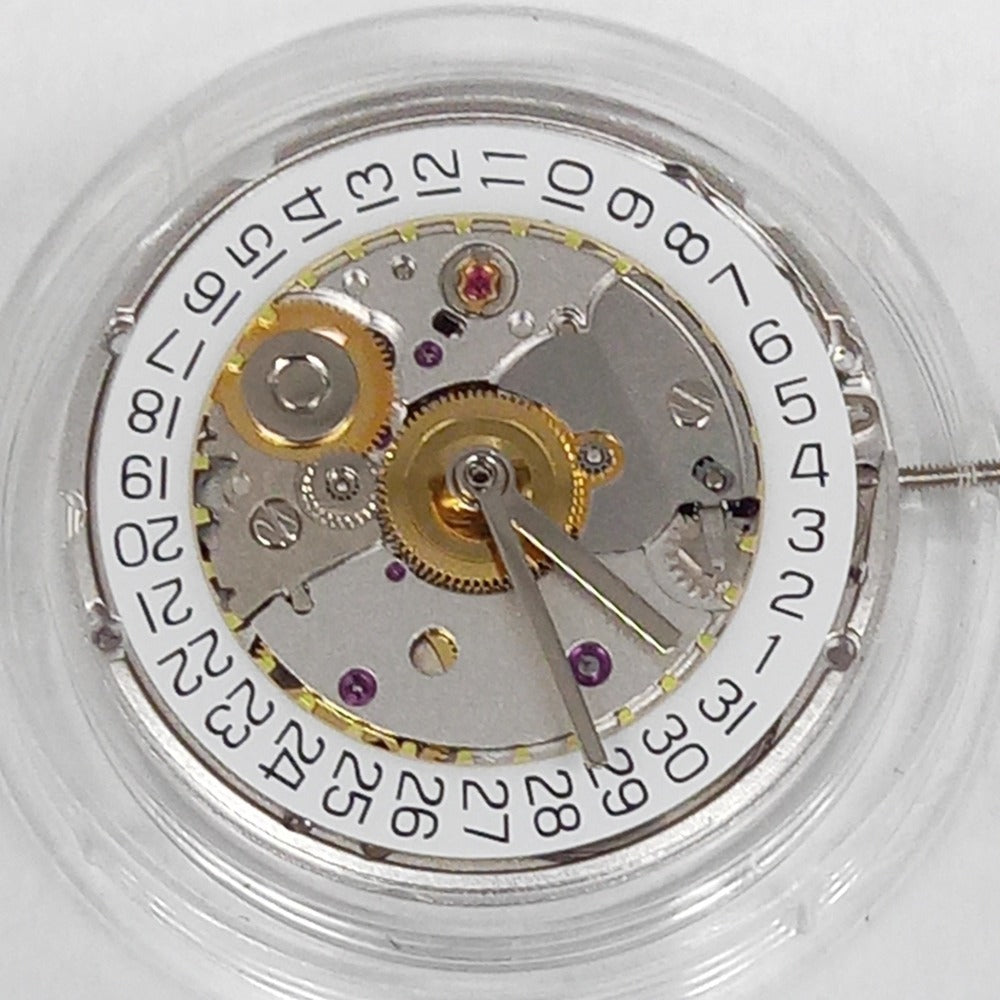 Silver Dandong 2824 mechanical watch movement, China-made replacement for ETA 2824-2 models.