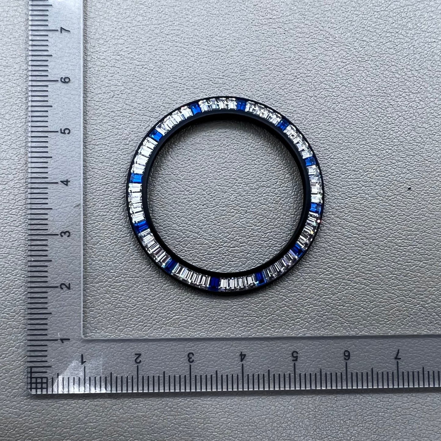 Daytona T-Shaped Square Moissanite watch bezel with silver blue black base for stylish watch customization